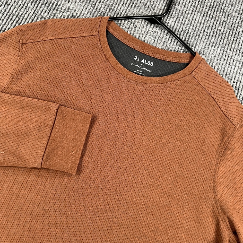 Algo Performance Sweater‎ Shirt Mens XL Extra Large Brown Long Sleeve Crew